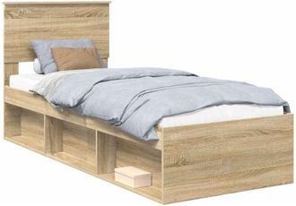 vidaXL Estructura De Cama Con Cabecera Roble Sonoma 75 X 190 Cm Vidaxl