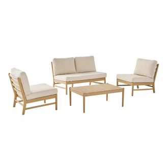 Sweeek Conjunto de jard&iacute;n de madera de acacia, 4 plazas, natural