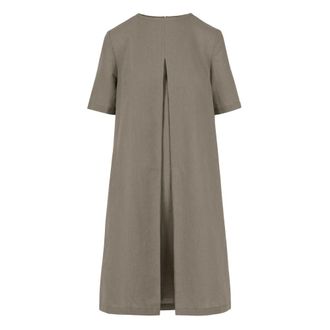 Bomboogie Vestido de Lino Acampanado - Dresses - Mujer - Beige - M