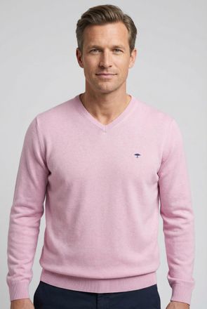 Fynch-Hatton Strickpullover FYNCH-HATTON, Herren, Gr. 4XL, magnolia, Feinstrick, Obermaterial: 100% Baumwolle, unifarben, h&uuml;ftbedeckend, V-Ausschnitt, Flachstrickb