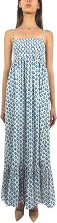 Saint Barth Abito Lungo Ampio - Dames - Maxi kleedjes - Blauw - L - Katoen - Kleedjes