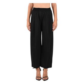 Meimeij Wijde broek - Dames - Broeken - Zwart - Maat: M Zijde