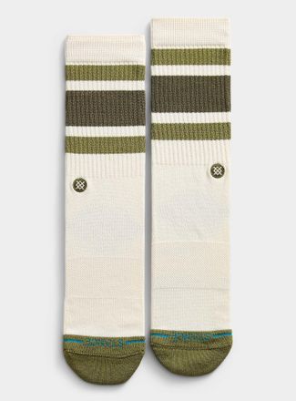 Stance Mens Olive, khaki and cream striped socks