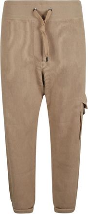 Brunello Cucinelli Geribbelde trainingsbroek met trekkoordtaille - Bruin