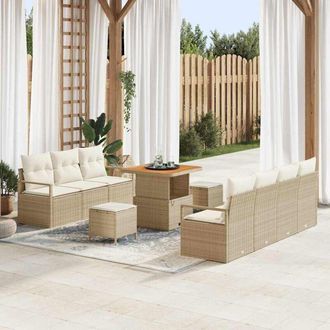 vidaXL Vidaxl - Conjunto De Sof&aacute; De Jard&iacute;n 10 Pcs Beige, Crema 80 X 80 X 71 Cm