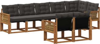 vidaXL Conjunto De Sof&aacute;s De Exterior 8 Uds. Natural Y Negro Vidaxl