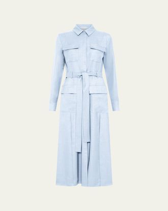 Gabriela Hearst Meyer Meyer Virgin Wool and Silk Belted Midi Shirtdress