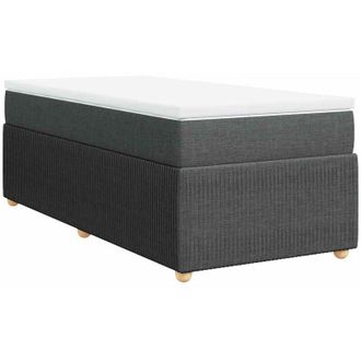 vidaXL Cama Box Spring Con Colch&oacute;n Tela Gris Oscuro 100x200 Cm Vidaxl
