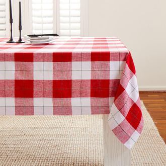 Solino Home Linen Tablecloth for Dining Table, Holiday and Everyday Table Decor - Very Merry Plaid at Nordstrom, Size Xx-Large