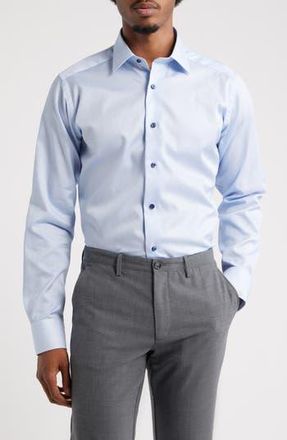 David Donahue Slim Fit Micro Print Dress Shirt in Sky at Nordstrom Rack, Size 15 - 32/33