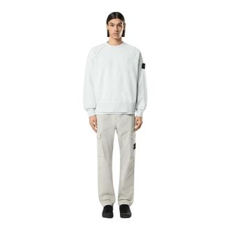 Stone Island Sweatshirts, male, Blue, Size: XL Cotton Fleece Sweatshirt