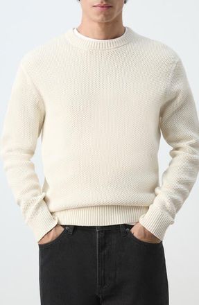 Mango Crewneck Cotton Blend Sweater in Ecru at Nordstrom, Size X-Large