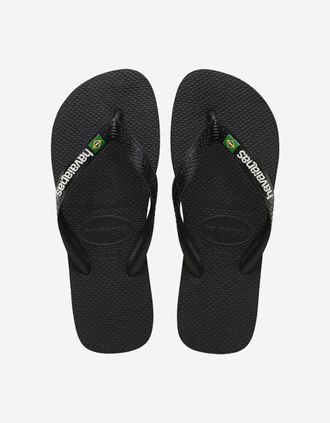 Havaianas Mens Havaianas Mens Brasil Logo Flip Flops - Black/Black - Size: 11/11.5/12