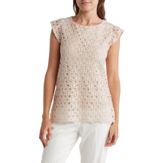 Matty M Cap Sleeve Lace Blouse in Champagne at Nordstrom Rack, Size X-Large