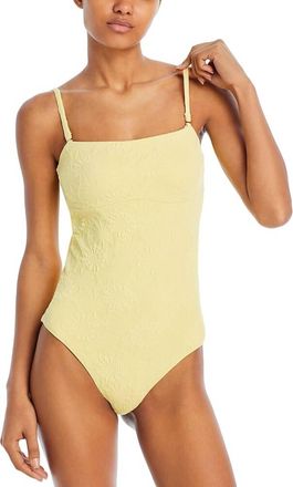 Aqua Bandeau Cutout Back One Piece Swimsuit In Yellow