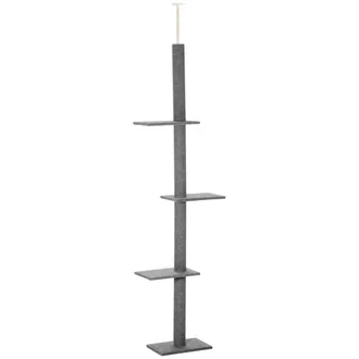 OEM &Aacute;rbol Rascador Para Gatos De Suelo A Techo Torre Para Gatos Con Altura Ajustable 43x27x228-260 Cm Gris