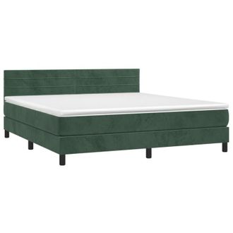 vidaXL Cama Box Spring Con Colch&oacute;n Terciopelo Verde Oscuro 160x200 Cm Vidaxl