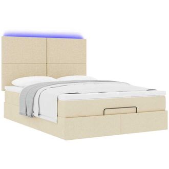 vidaXL Vidaxl - Estructura De Cama Otomana Con Colch&oacute;n Tela Crema 140x200cm