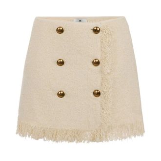 Elisabetta Franchi Boucl&eacute; Knit Miniskirt - female - Elisabetta Franchi - Short Skirts - Beige - M - Skirts