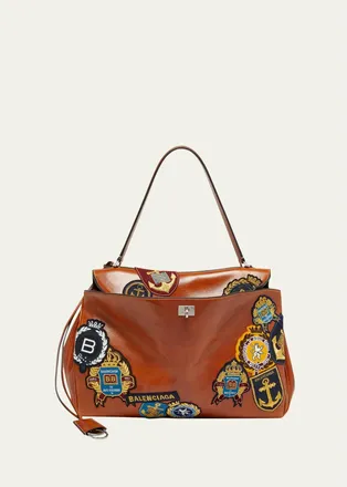 Balenciaga Mens Rodeo Multi-Patch Leather Top-Handle Bag