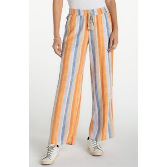 Liverpool L.A. Tassel Tie Wide Leg Pants in Multi Stripe Print at Nordstrom, Size X-Large P