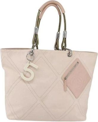 Chanel Pre-owned Tote Bags, female, Pink, Size: ONE SIZE Pre-owned Vintage Canvas Tote Bag