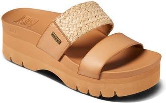 Reef Cushion Vista Higher Platform Slide Sandal in Natural Raffia at Nordstrom, Size 10