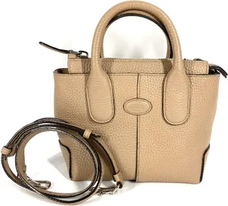 Tod's Beige Leather Handbag Shoulder Bag Tote Bag (Pre-Owned)