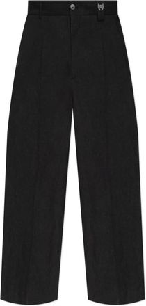 Balenciaga Wijde geplooide broek - Heren - Wijde Broeken - Grijs - M - Katoen - Broeken