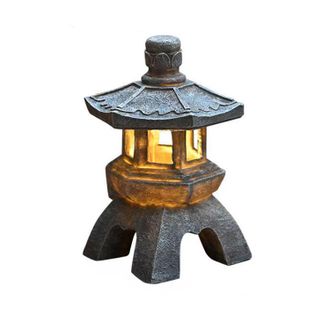 OEM Linterna Solar Decorativa De Resina, Estilo Zen Japon&eacute;s Con Estatua De Buda (30 Cm)