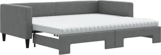 vidaXL Sof&aacute; Cama Nido Con Colch&oacute;n Tela Gris Oscuro 90x190 Cm Vidaxl