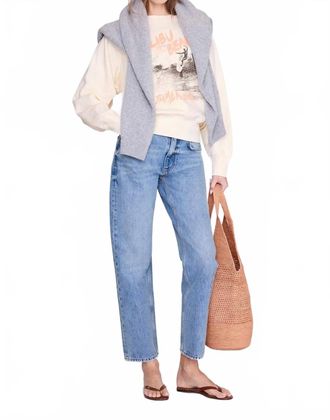 Anine Bing Womens Harry Surfer Shrunken Sweatshirt In Washed Buttercream