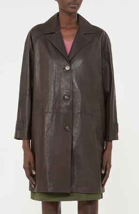 Max Mara Camino Leather Trench Coat in Brown at Nordstrom, Size 4