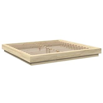Berkfield Home Durable Bed Frame with LED Lights without Mattress Sonoma Oak 180 in Light Tan | Size: Super King