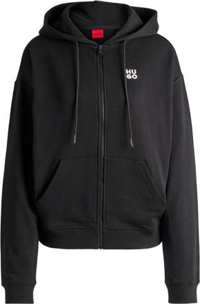 HUGO BOSS Cotton-terry zip-up hoodie with embroidered stacked logo