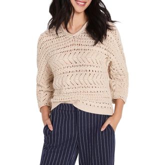 Nic+Zoe Openwork Sweater in Pale Sisal at Nordstrom, Size Xx-Large