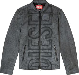 Diesel Giacca L-Evert-A in pelle con logo - Nero