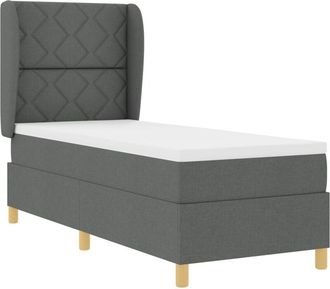 vidaXL Box Spring Bed with Mattress Dark Grey 90x190 cm Fabric Vidaxl