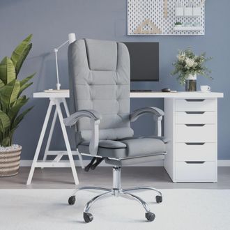 vidaXL Silla De Oficina Reclinable Con Masaje De Tela Gris Claro Vidaxl