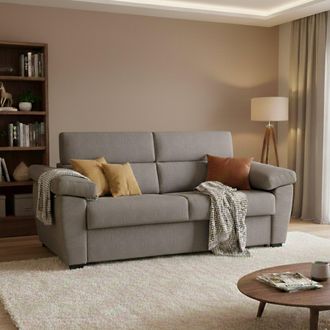 Dmora Sof&aacute; Cama 3 Plazas Pacecos, Desenfundable, Con Almacenaje Hecho En Italia, Lavable, 225x95 Cm Gris Tortora