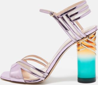 Nicholas Kirkwood Metallic Purple Leather And Mesh Zaha Ankle Strap Sandals