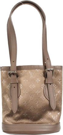 Louis Vuitton Bucket Bag Monogram Satin Brown Satin Handbag (Pre-Owned)