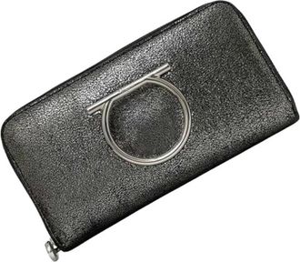 Ferragamo Pre-owned Leather Wallet - Dames - Vintage Accessoires - Grijs - ONE Size - Leer - Vintage