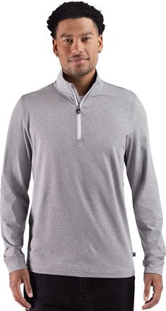 Cutter & Buck Adapt Recycled Soft Knit Stripe Mens Quarter Zip Pullover