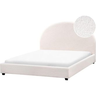 Beliani Cama Con Somier Minimalista De Boucl&eacute; 140 X 200 Cm Blanco Crema Vaucluse