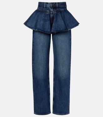 A Gold E Peplum straight jeans