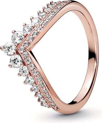 Pandora Rose Gold Plated Princess Wishbone Ring, Size 50
