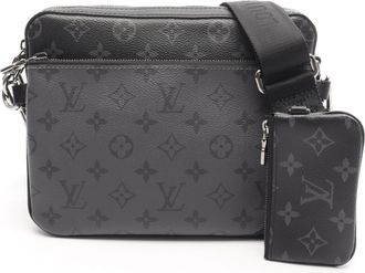 Louis Vuitton Black Gray Coated Canvas Pvc Leather Shoulder Bag (Pre-Owned)