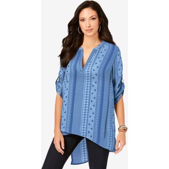 Roaman's Geometric Tunic in Dusty Indigo Geo at Nordstrom, Size 12