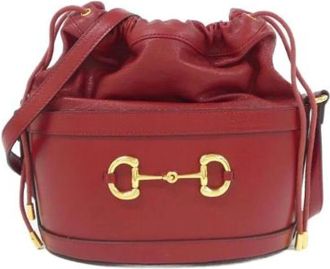 Gucci Pre-owned Horsebit 1955 Leren Schoudertas - Dames - Vintage Tas - Rood - ONE Size - Leer - Vintage